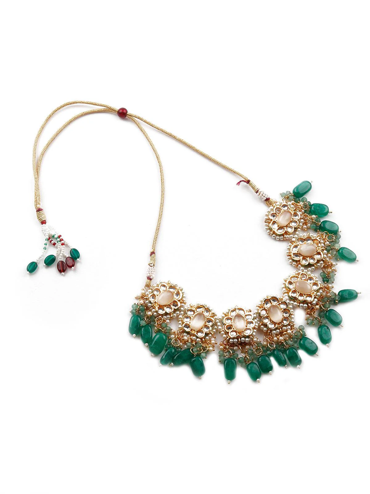 Odette Women Stunning Green Kundan Necklace - Image 4