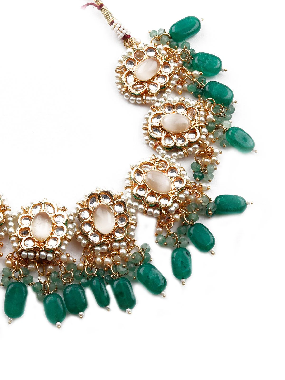 Odette Women Stunning Green Kundan Necklace - Image 5
