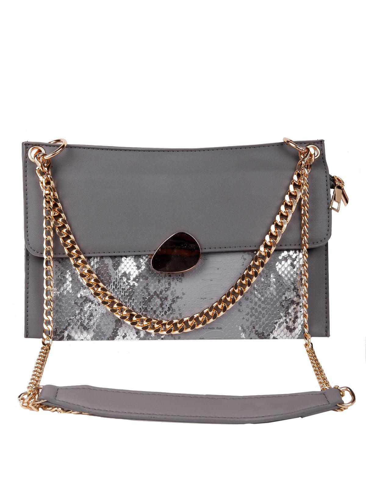 Odette Women Grey Metal Sling Bag - Image 3