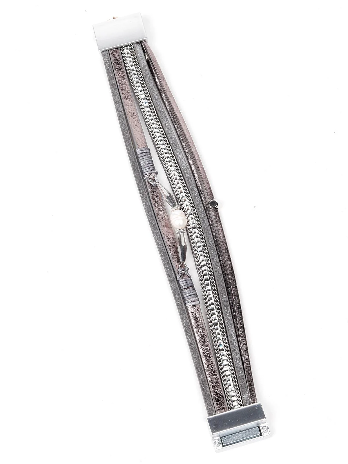 Odette Women Grey Metal Bracelet In Grey Colour - Image 3