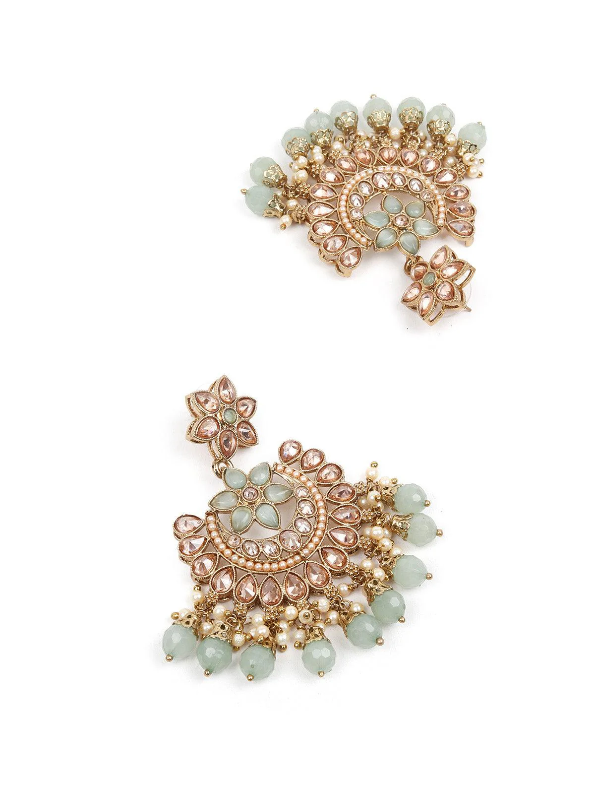 Odette Stunning Long Gold Kundan Studded Necklace Set For Women - Image 5