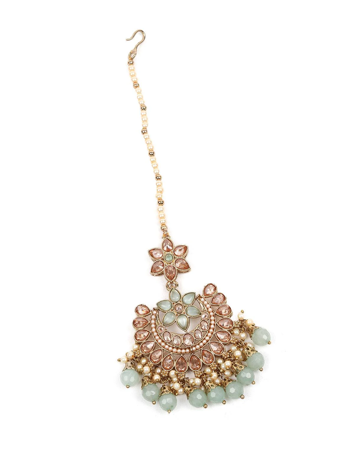 Odette Stunning Long Gold Kundan Studded Necklace Set For Women - Image 6