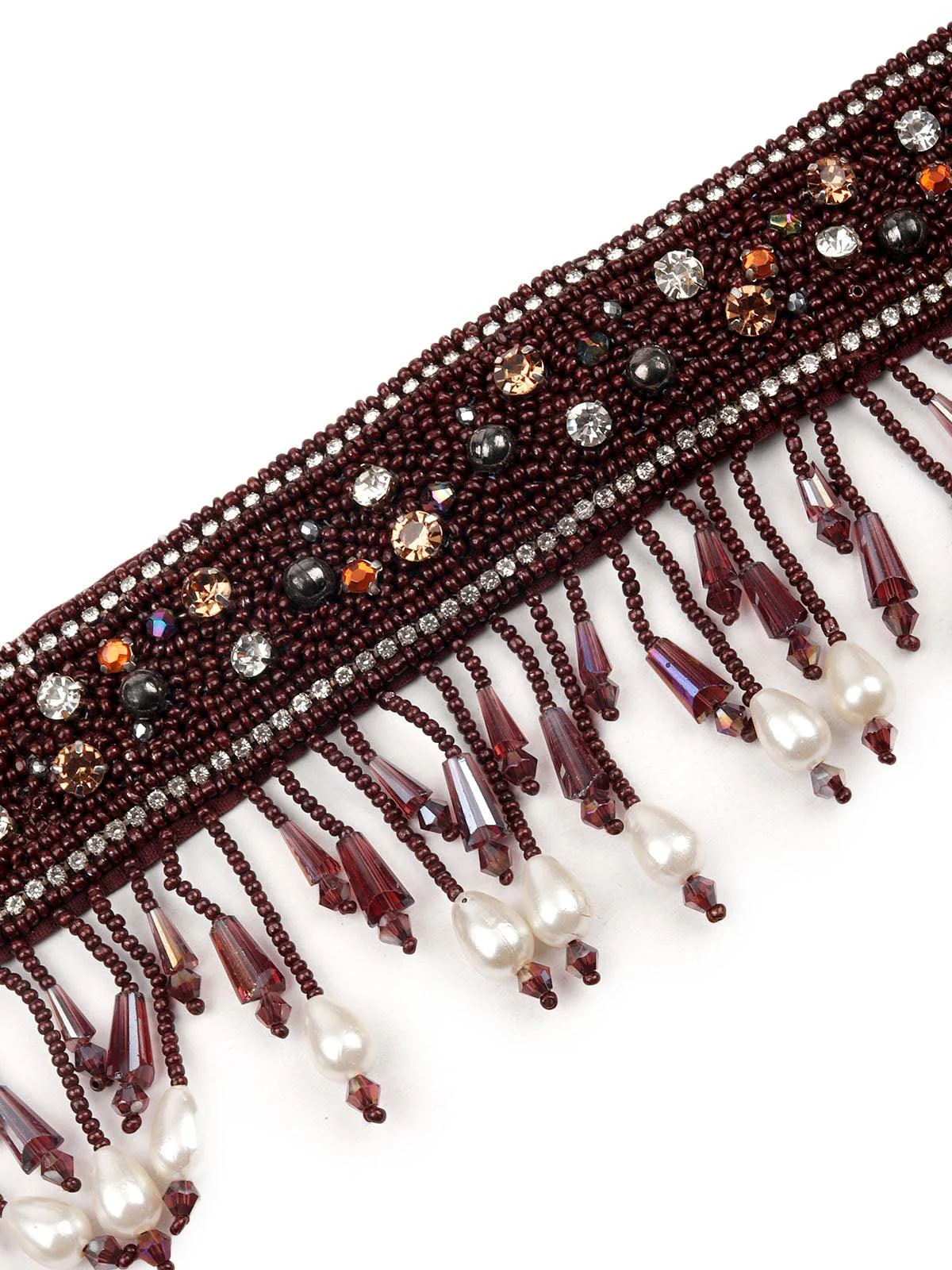 Odette Stunning Maroon Beaded Choker Necklace Set For Women - Image 6