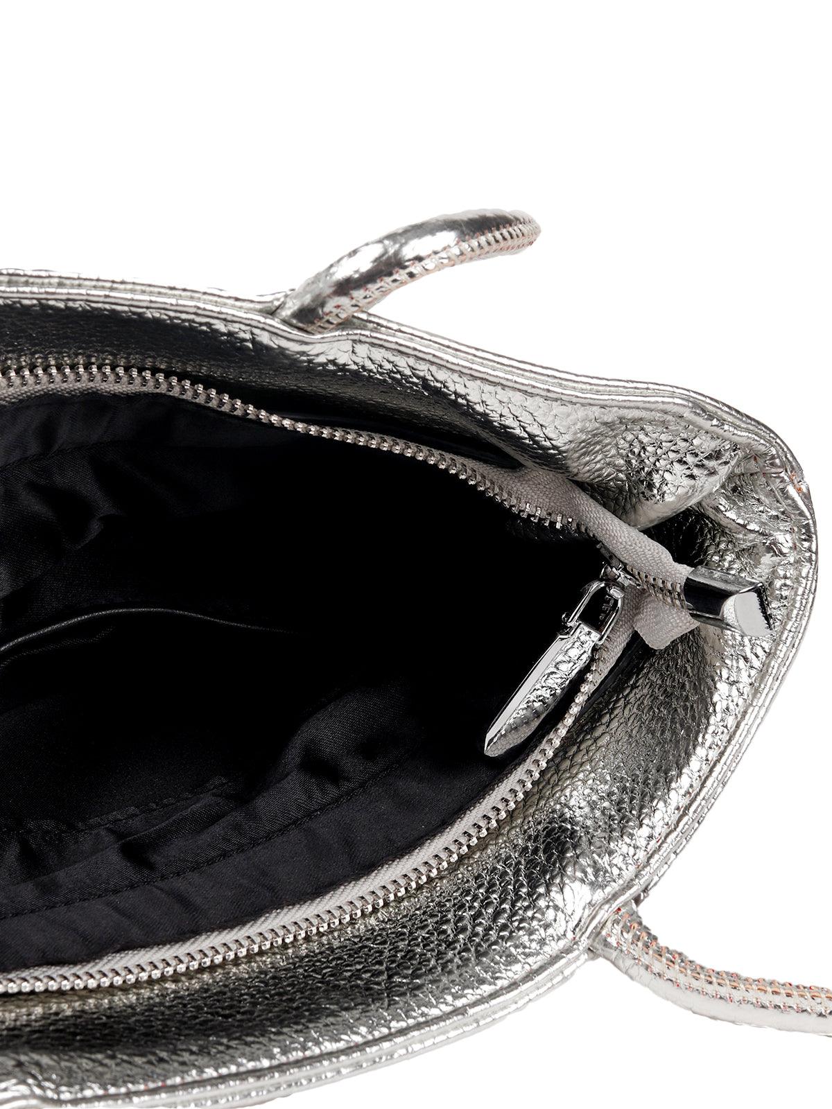 Odette Women Silver Leatherette Tote Bag - Image 7
