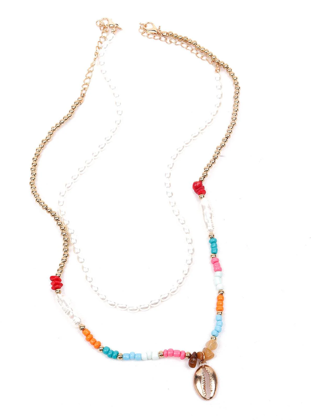 Odette Women Multicoloured Layeredmetal Necklace - Image 4