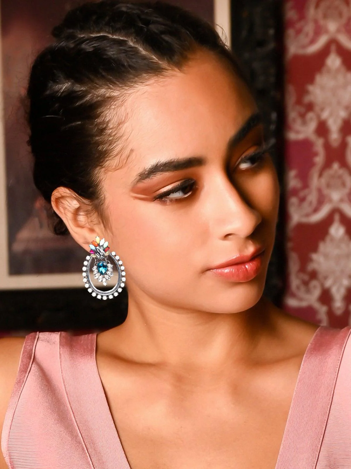 Odette Women Multicoloured Metal Pearl Earrings - Image 2