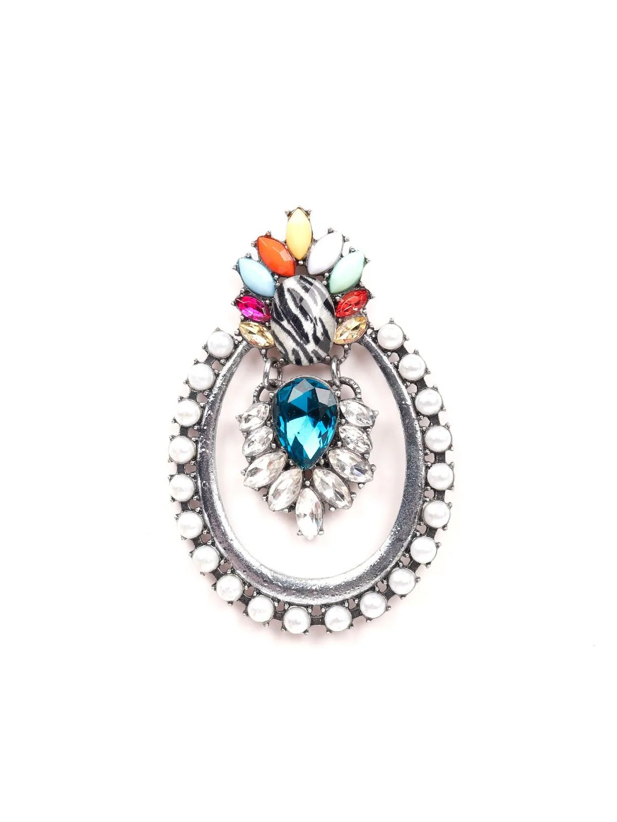 Odette Women Multicoloured Metal Pearl Earrings - Image 4