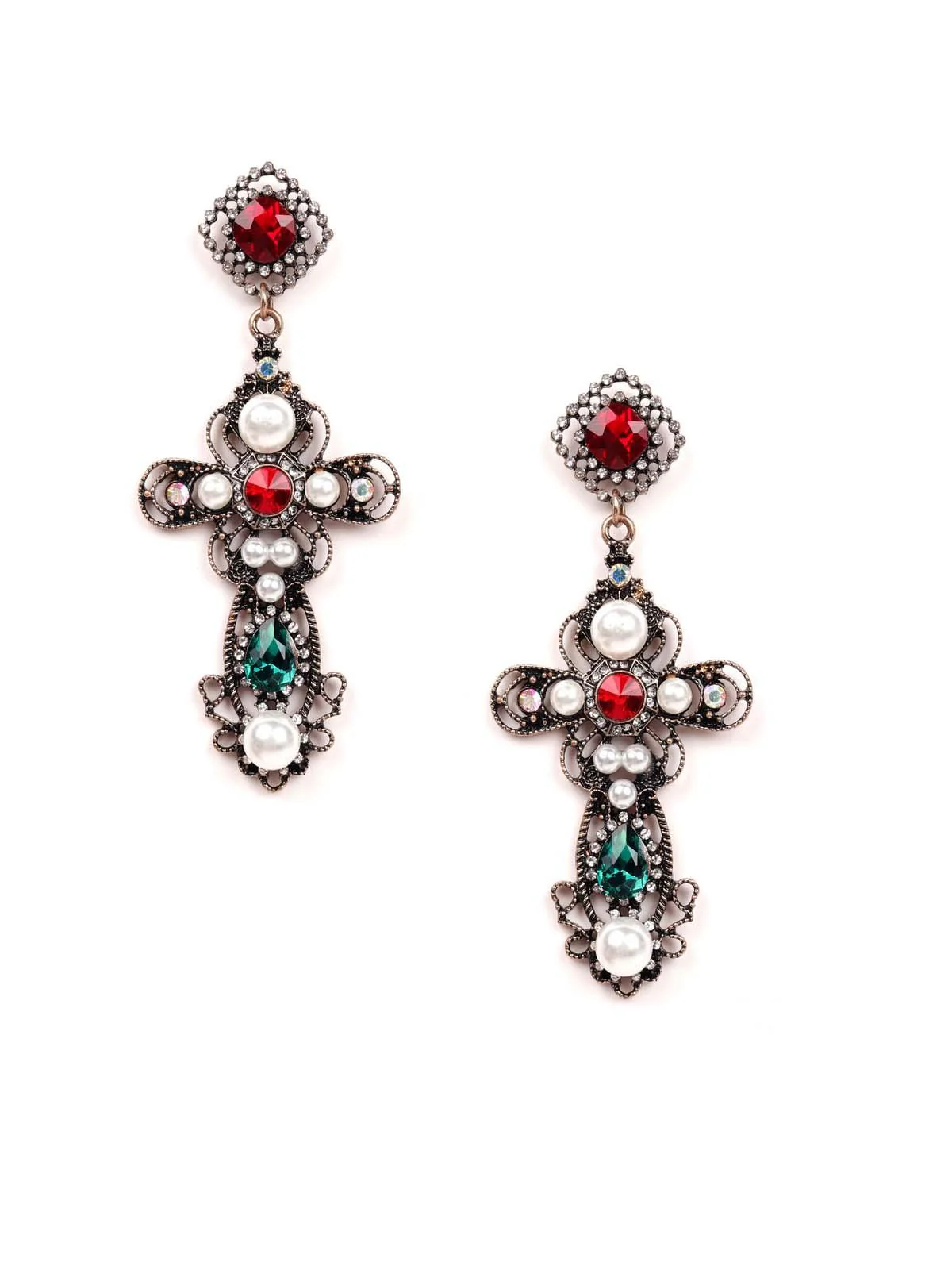 Odette Women Silver Metal Drop Earrings - Image 3
