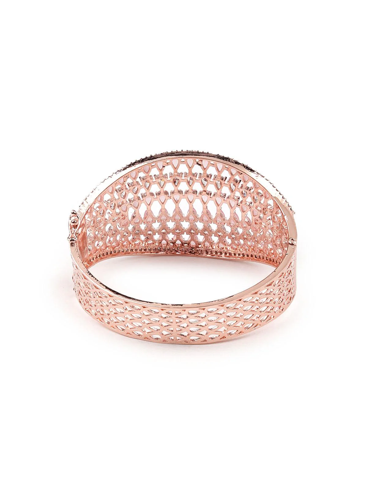 Odette Women Stunning Rose Gold Broad Embellished Bracelet - Image 4