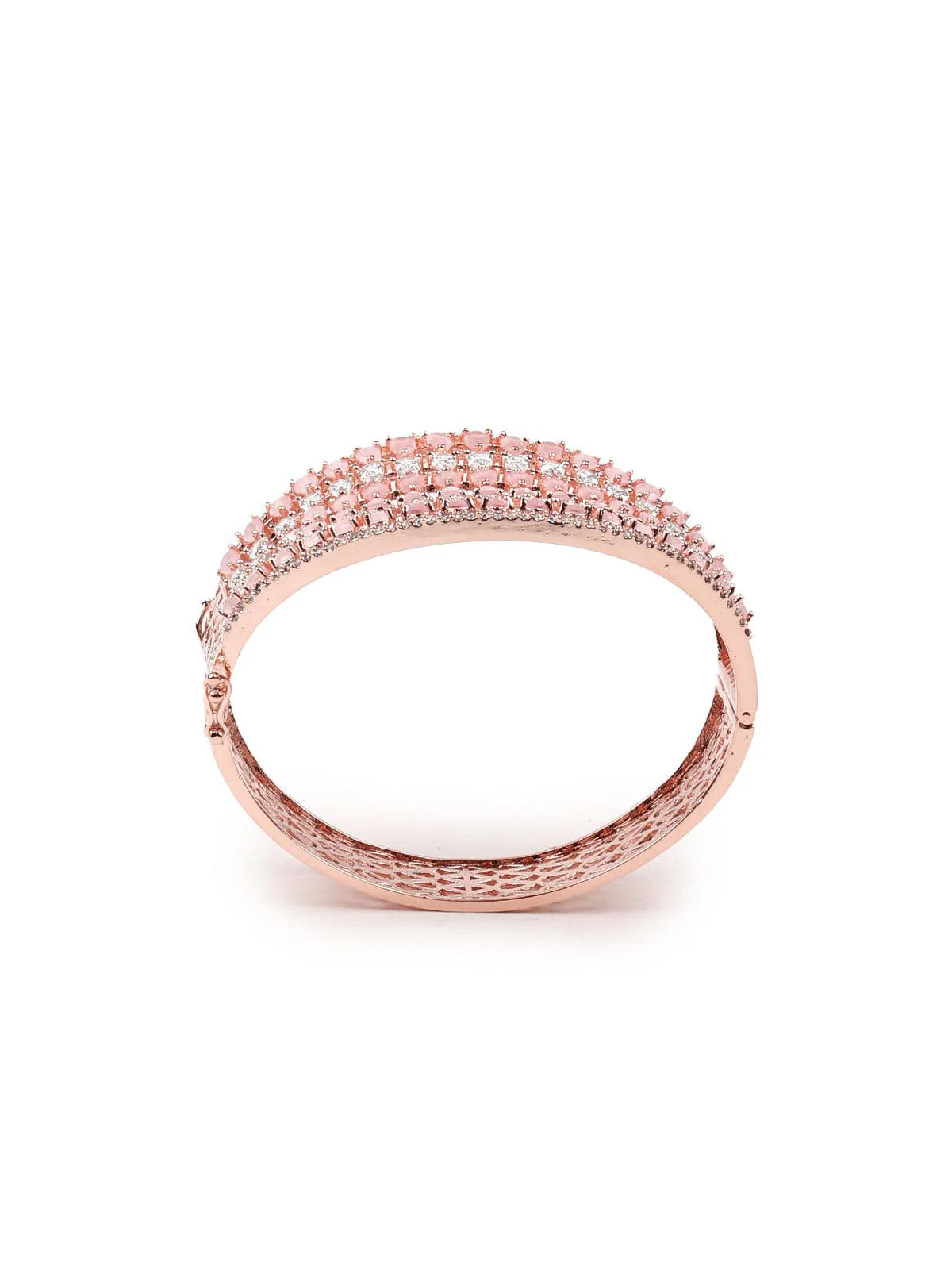 Odette Women Stunning Rose Gold Broad Embellished Bracelet - Image 6