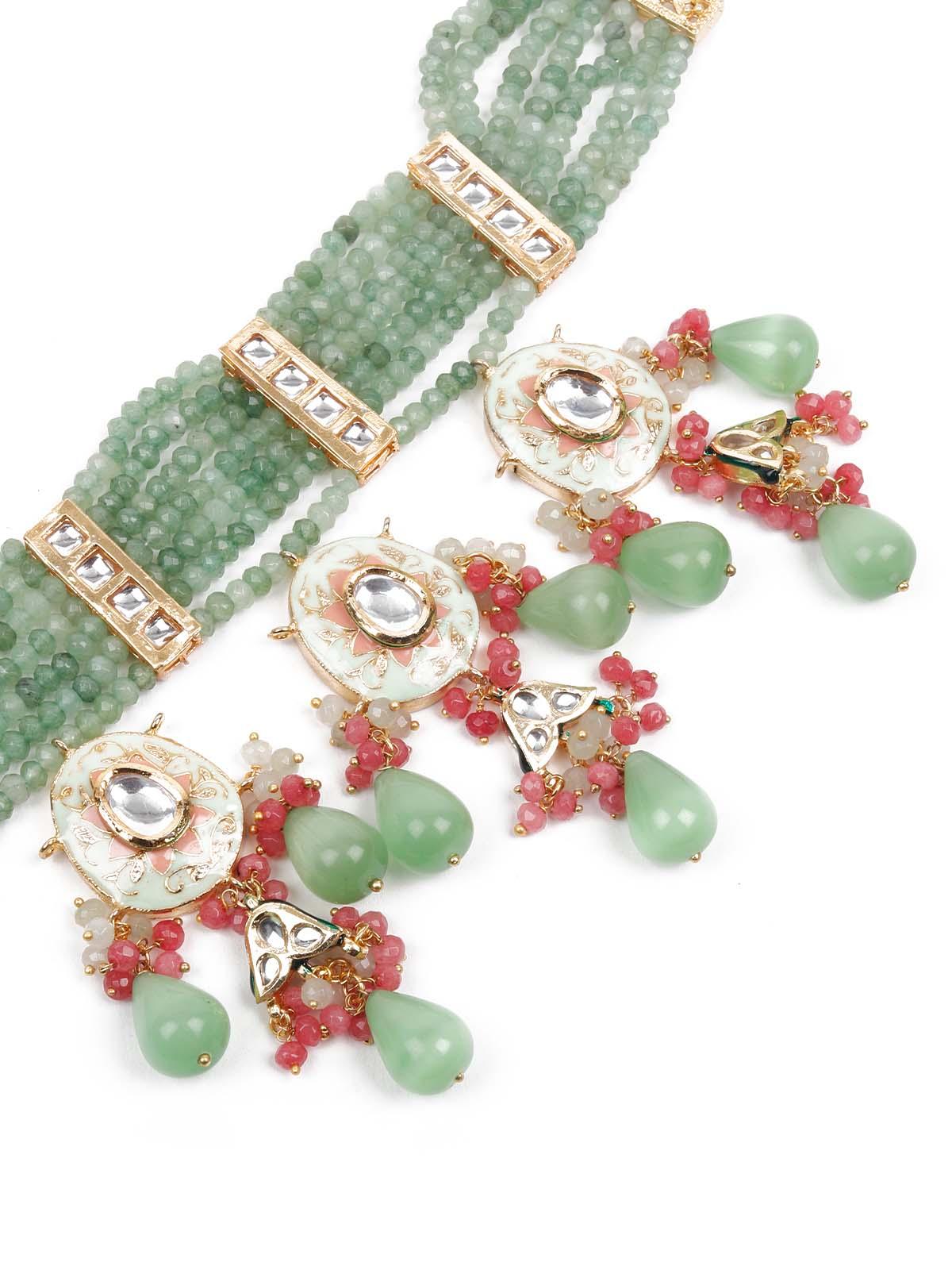 Odette Women Stunning Sea Green Choker Set - Image 5