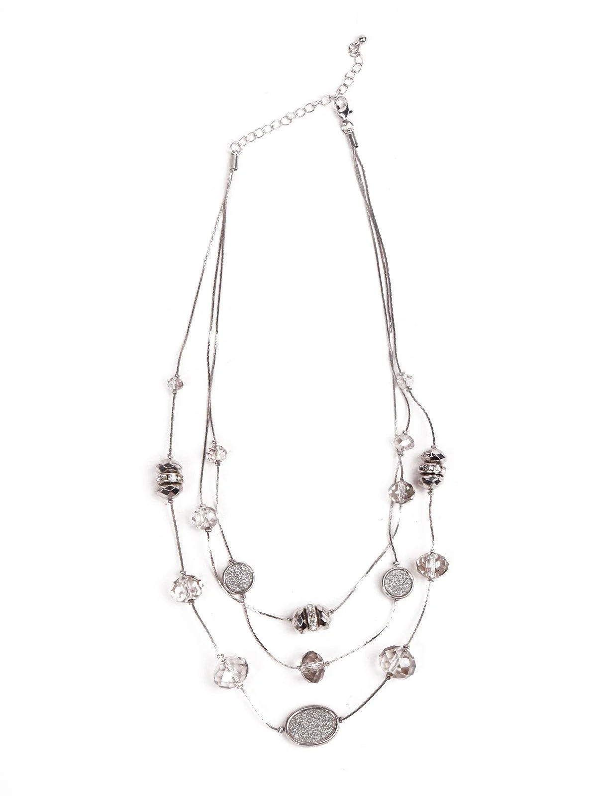 Odette Women Silver Beaded Metal Necklace - Image 3