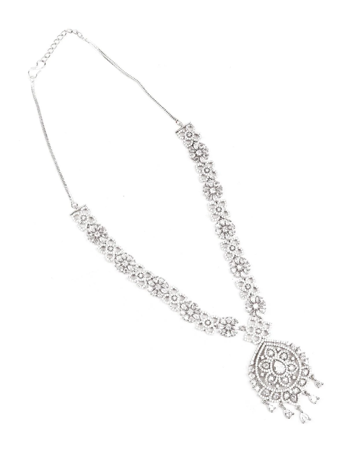 Odette Stunning Studded Silver Necklace Set For Women - Image 4