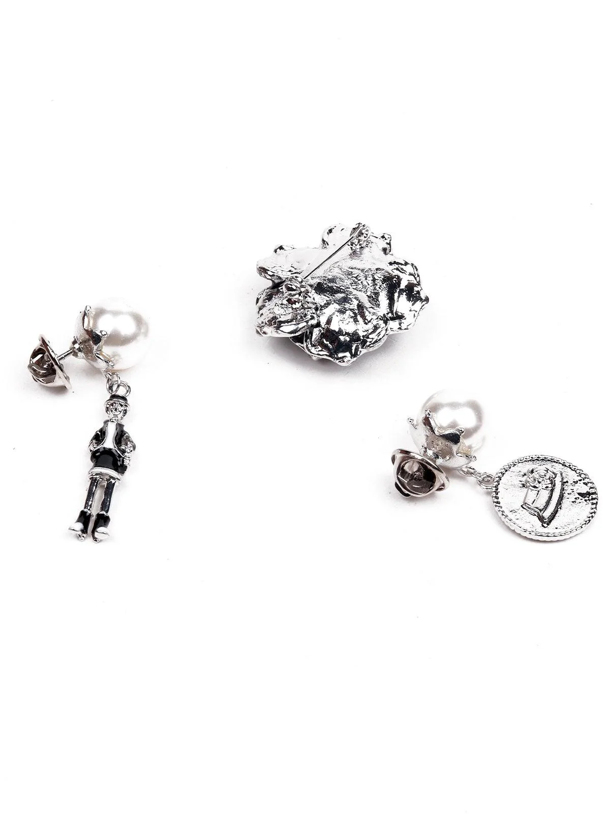 Odette Women Black And White Metal Brooch - Image 7