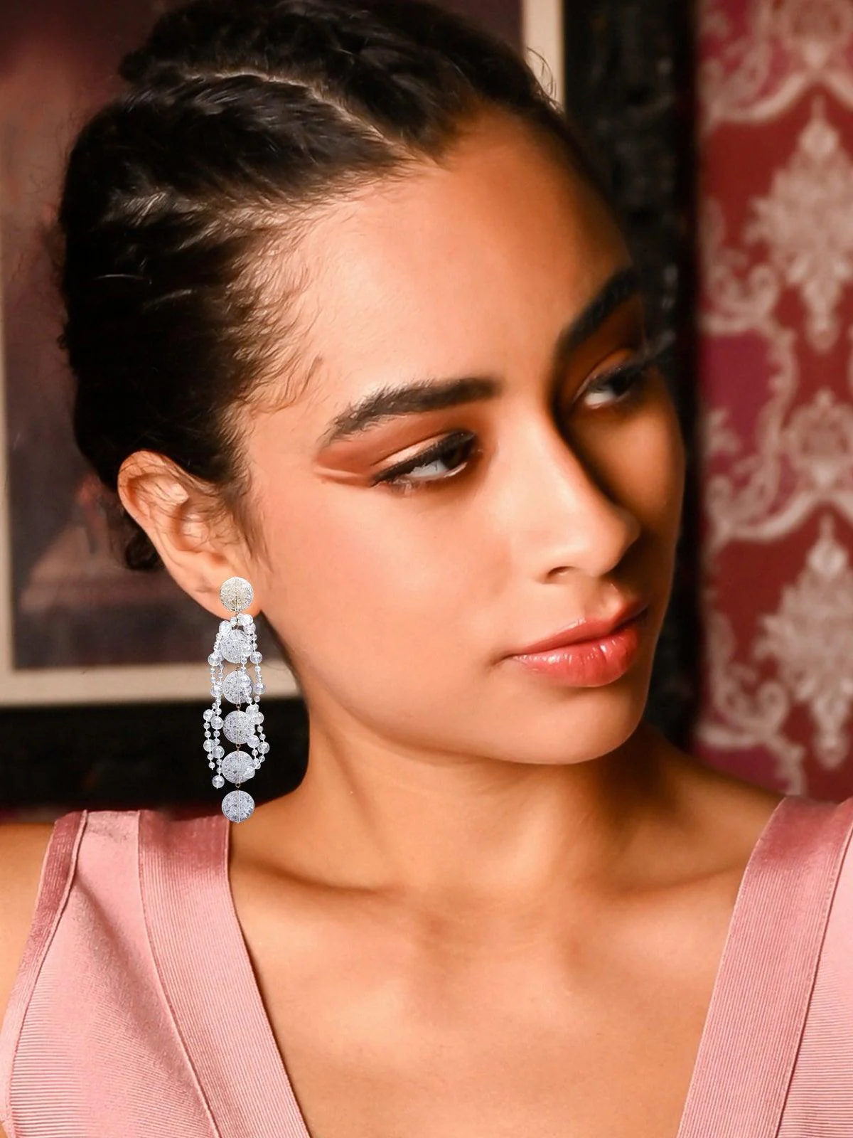 Odette Women White Metal Drop Earrings - Image 2