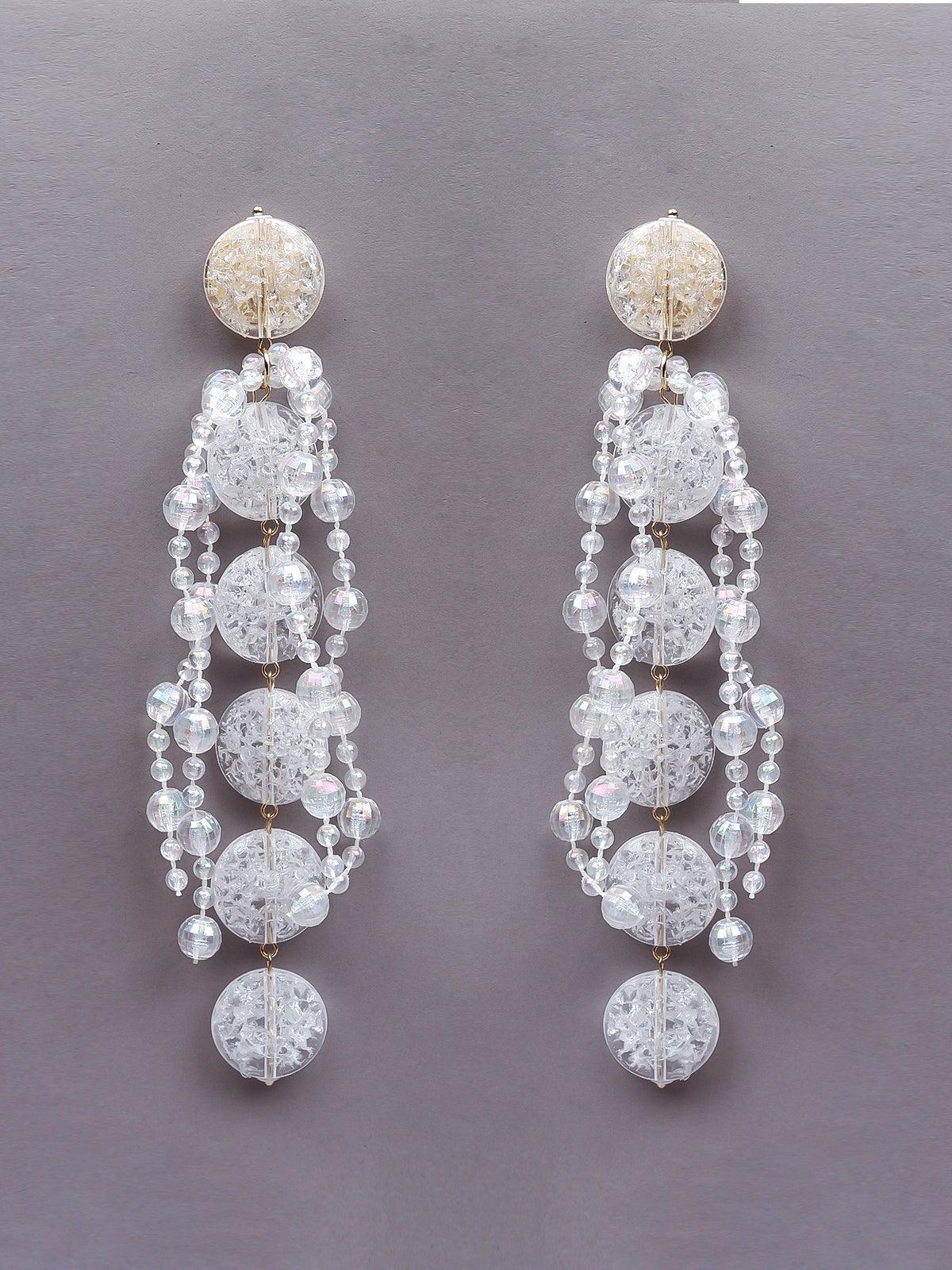 Odette Women White Metal Drop Earrings - Image 3