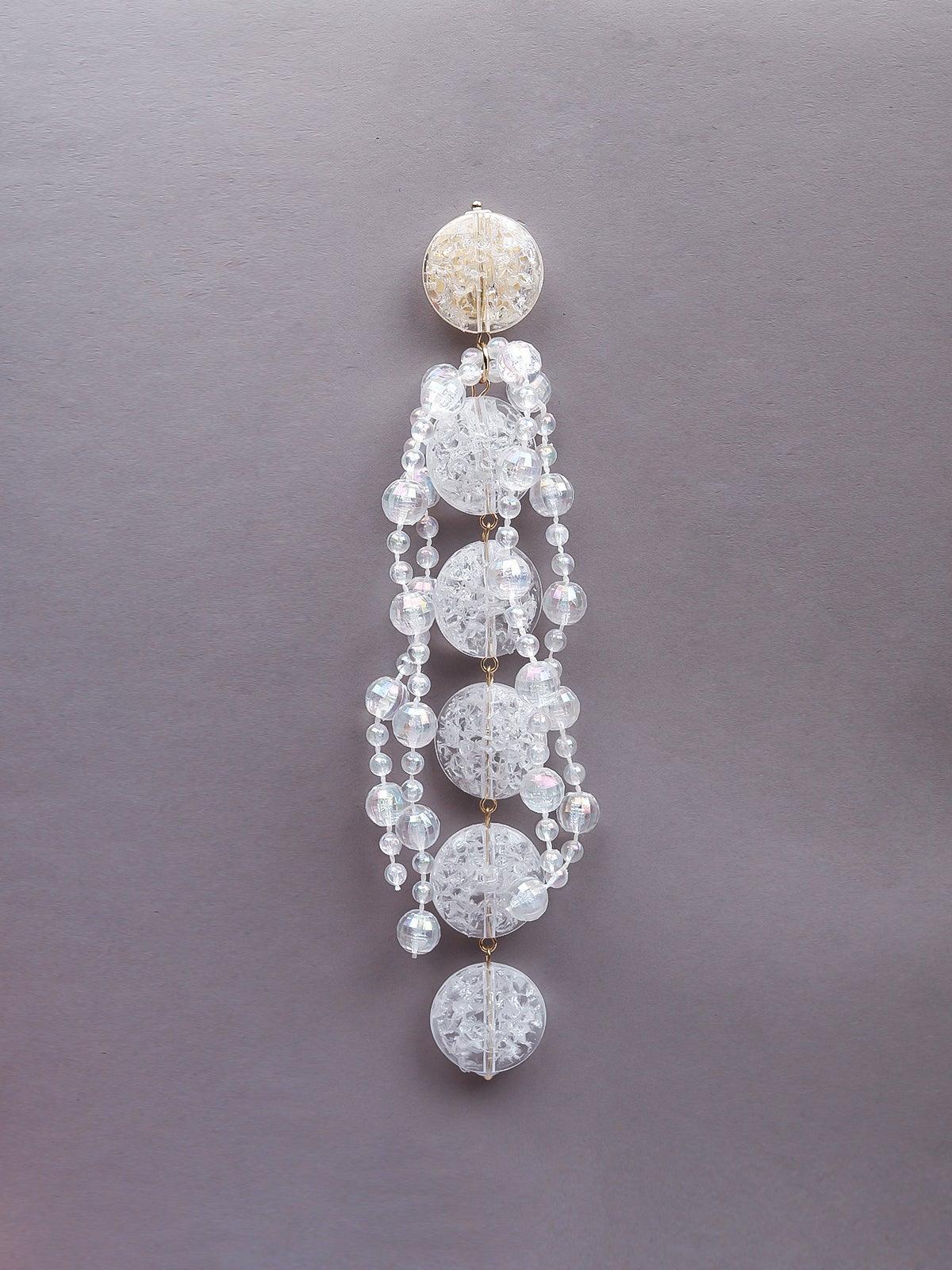 Odette Women White Metal Drop Earrings - Image 4