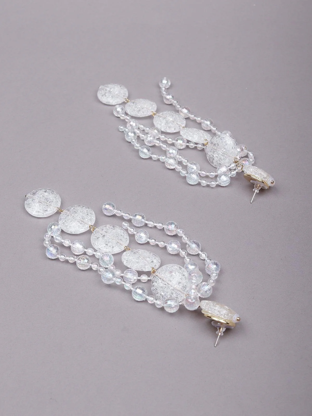Odette Women White Metal Drop Earrings - Image 6
