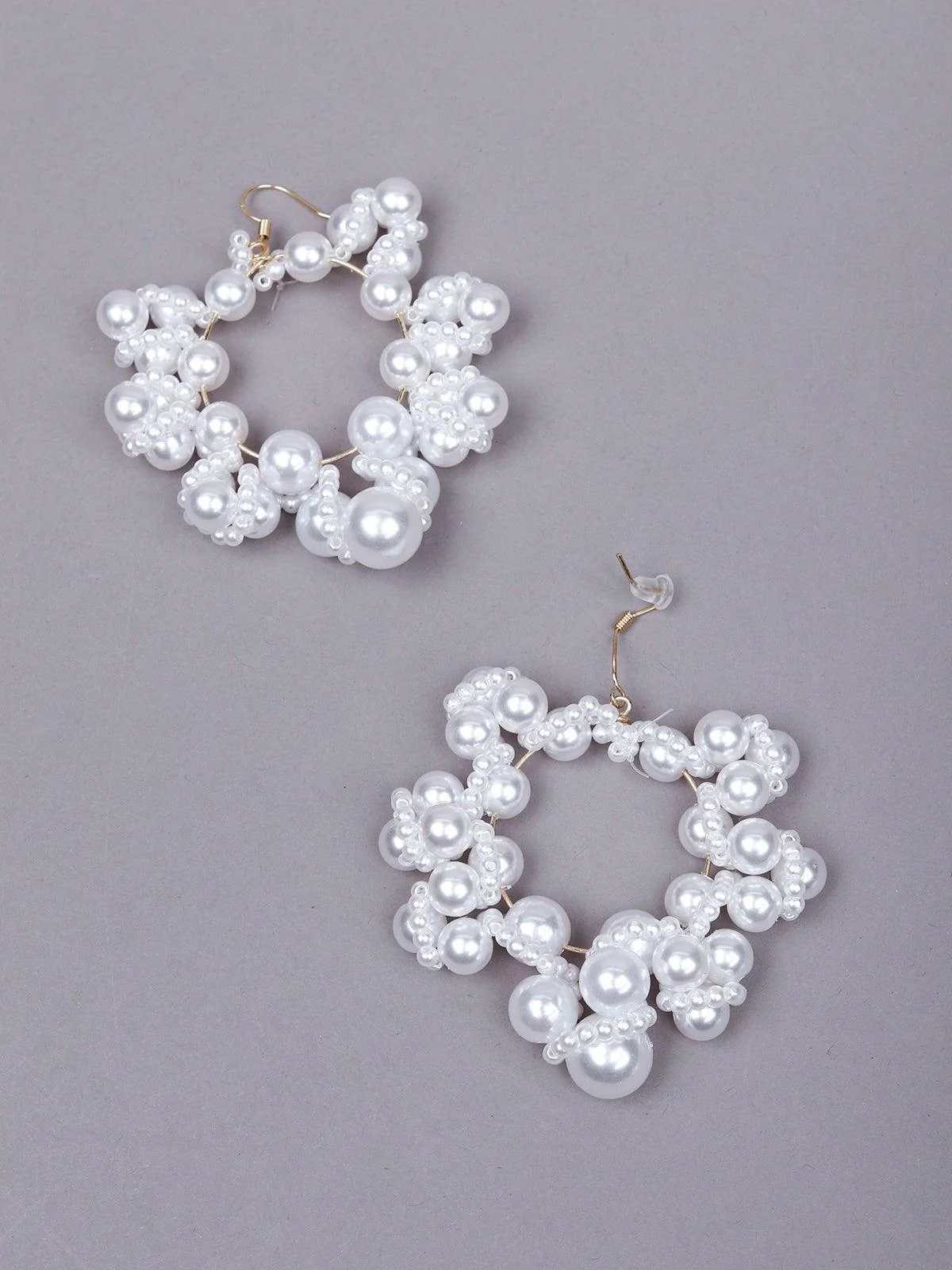 Odette Women White Metal Pear Earrings - Image 5