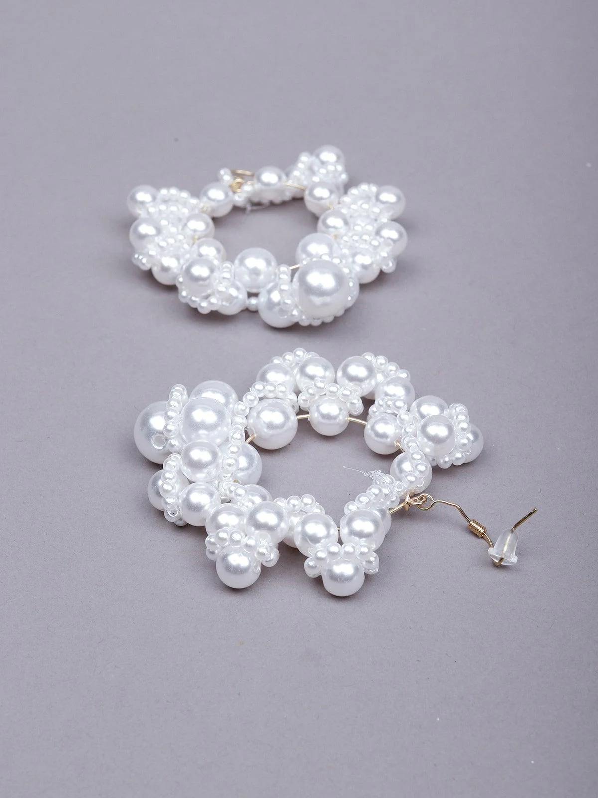 Odette Women White Metal Pear Earrings - Image 6