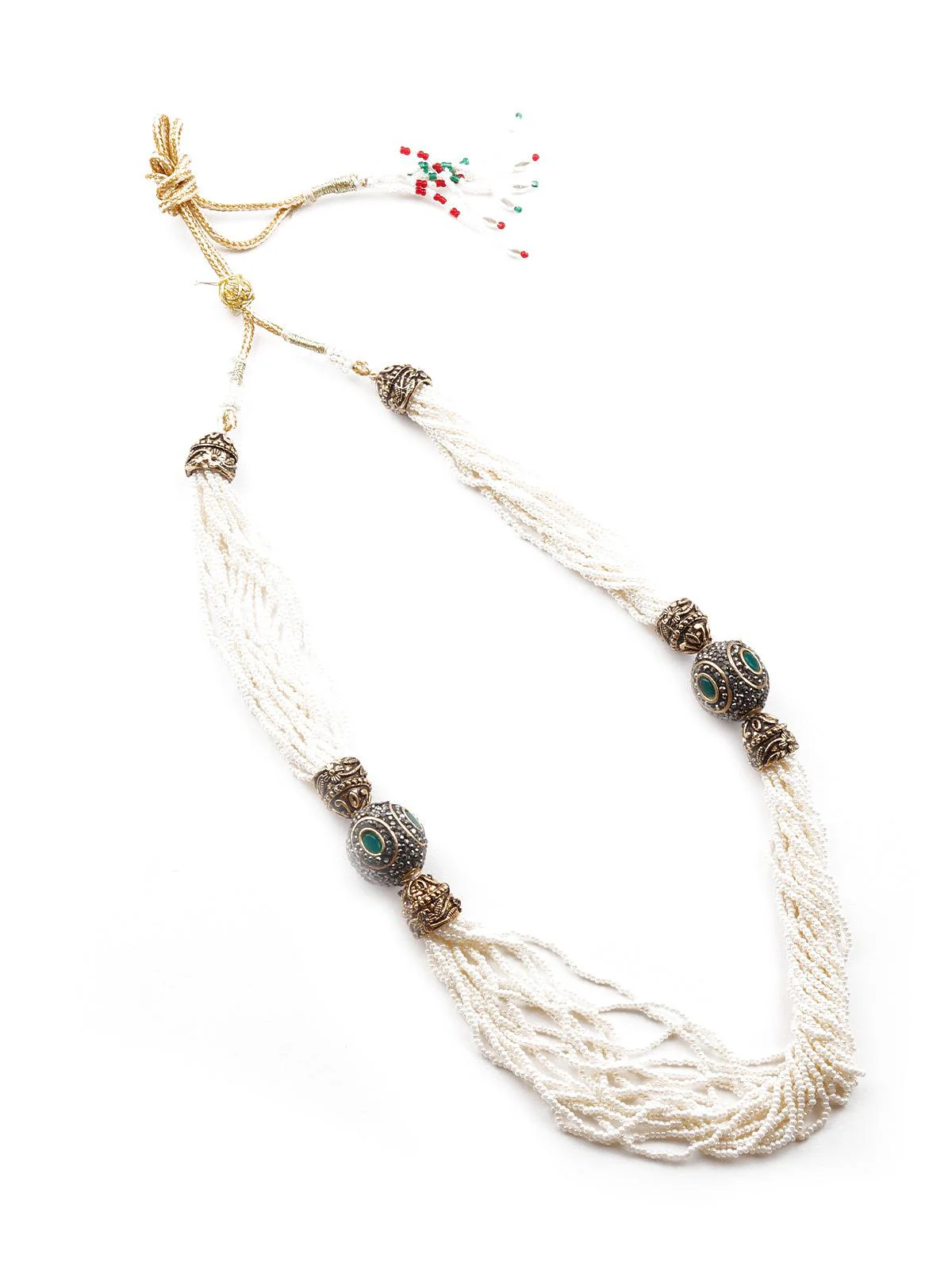 Odette Women Stunning White Beaded Statement Necklace Set - Image 4