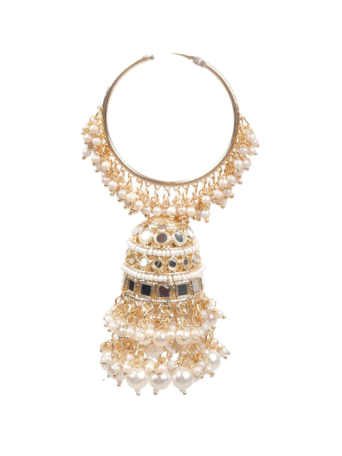 Odette Women Stunning White Hoops Earrings With Jhumki - Image 4