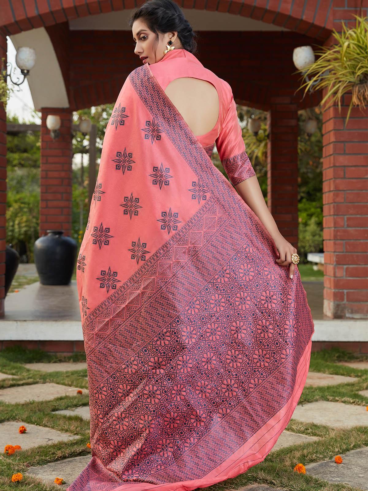 Odette Women Stunning Woven Dark Pink Banarasi Silk Saree With Unstitched Blouse - Image 2
