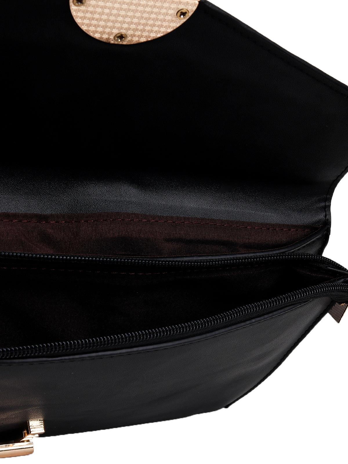 Odette Women White And Black Leatherette Sling Bag - Image 6