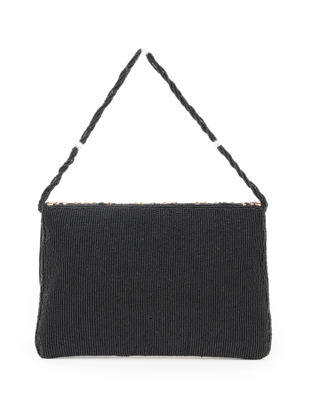 Odette Black And Gold Fabric Beaded Envelope Clutch For Women - Image 5