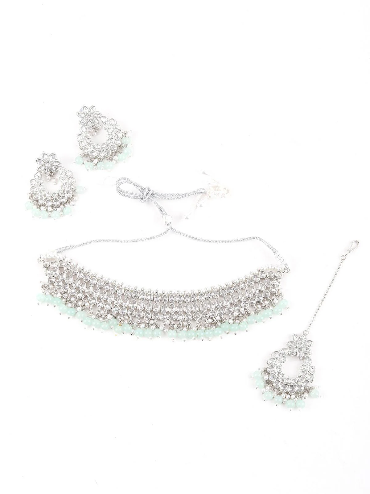 Odette Women Stylish Green Choker Set - Image 3