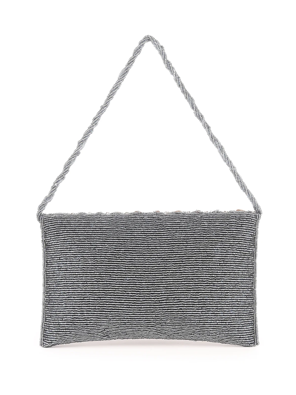 Odette Grey Fabric Beaded Envelope Clutch For Women - Image 5