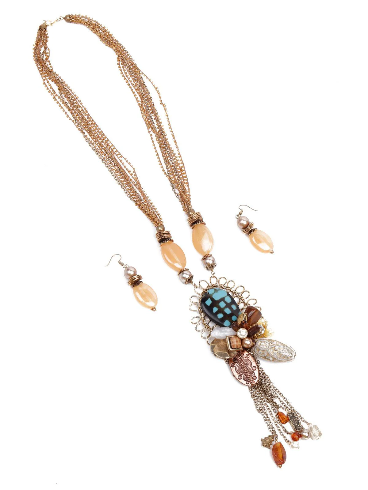 Odette Women Brown Metal Necklace Set - Image 4