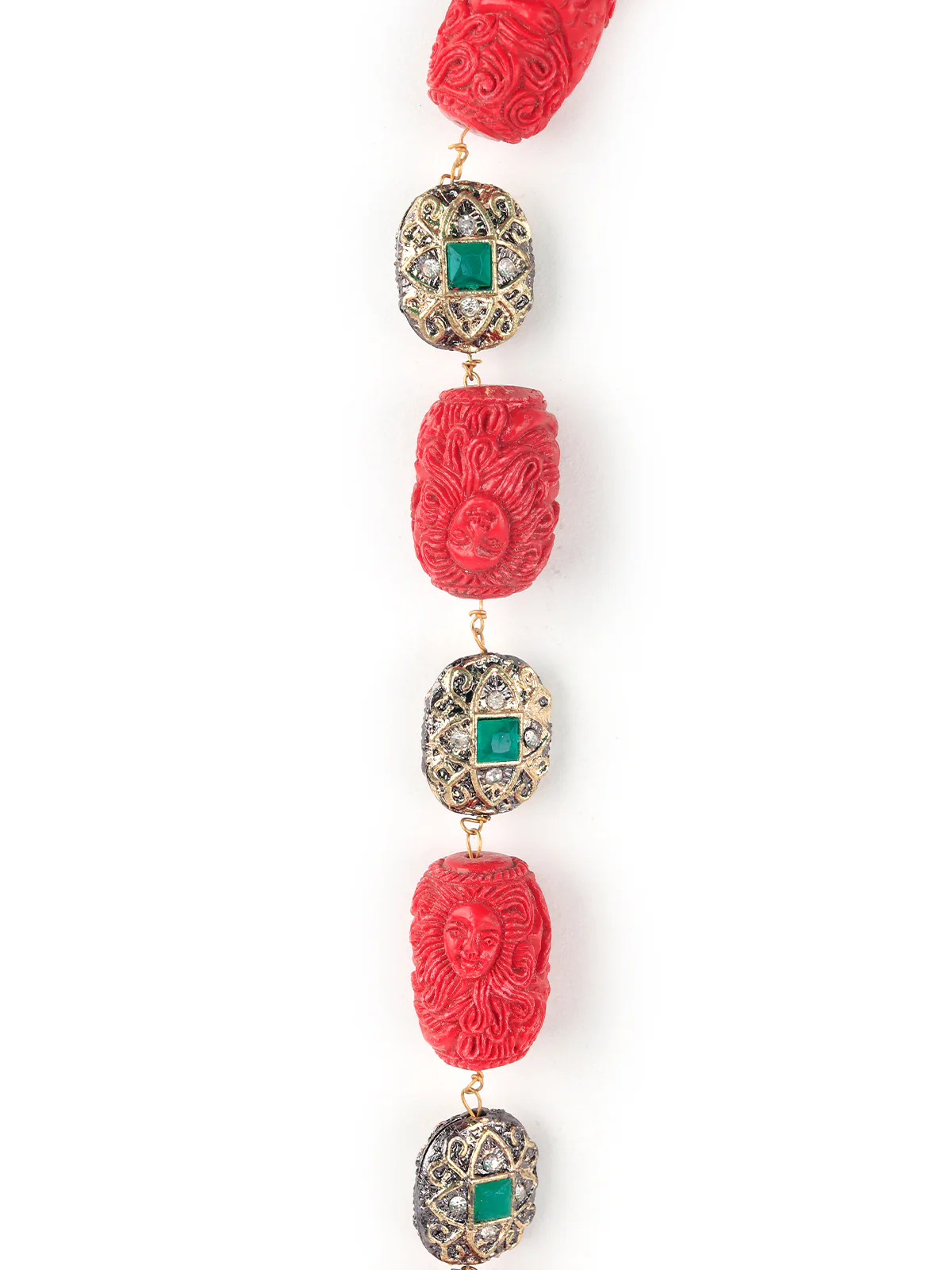 Odette Women Stylish Red And White Beads Western Necklace Set - Image 4