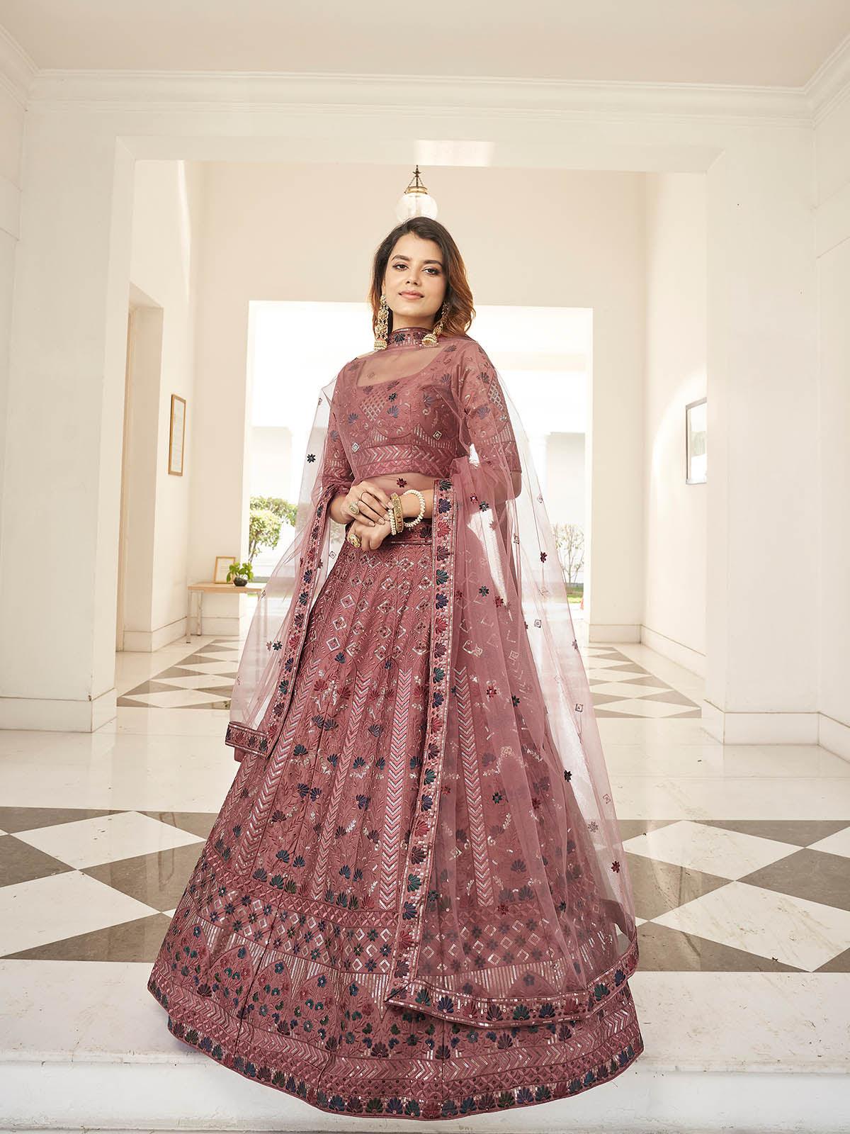 Odette Women Stylish Rust Orange Silk Semi Stitched Lehenga With  Unstitched Blouse - Image 3