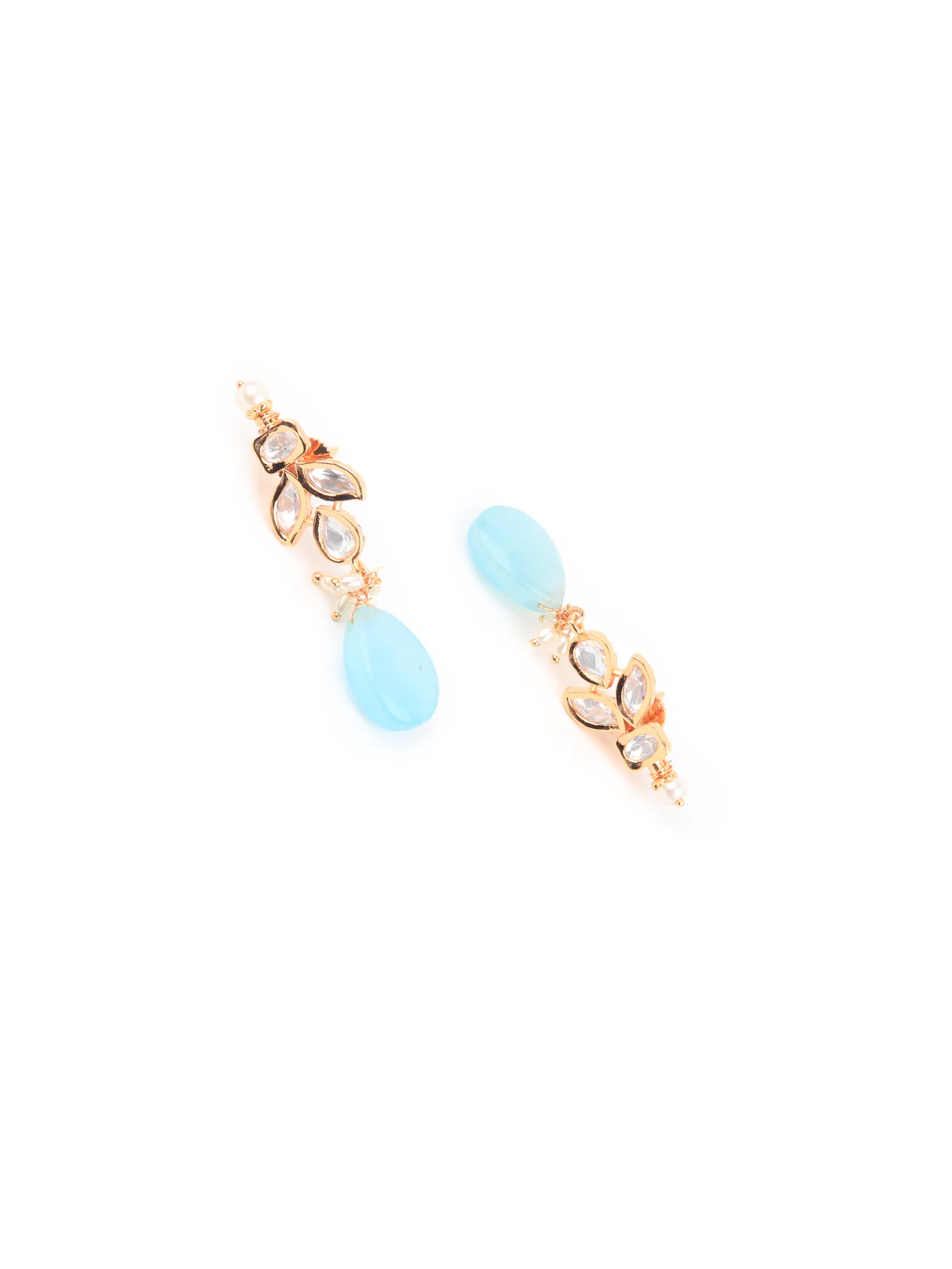Odette Women Stylish Sea Green Kundan Choker Necklace Set - Image 5