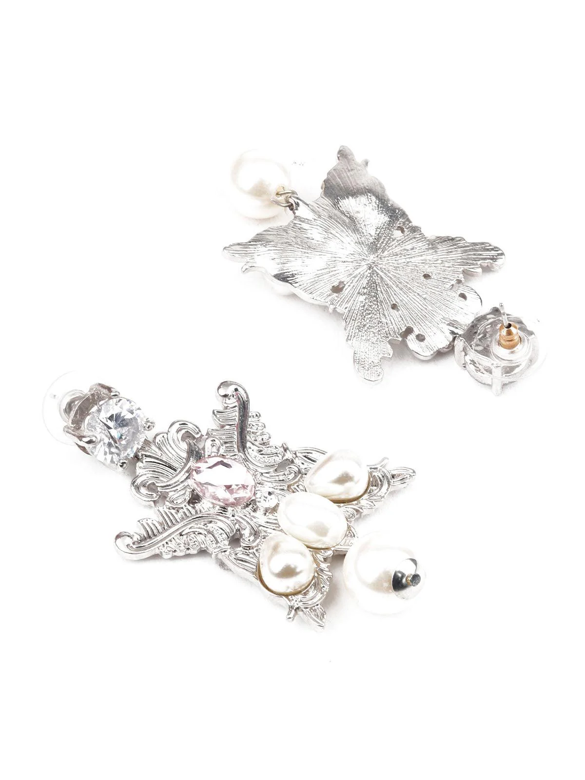 Odette Women Stylish White Dangle Earrings - Image 3