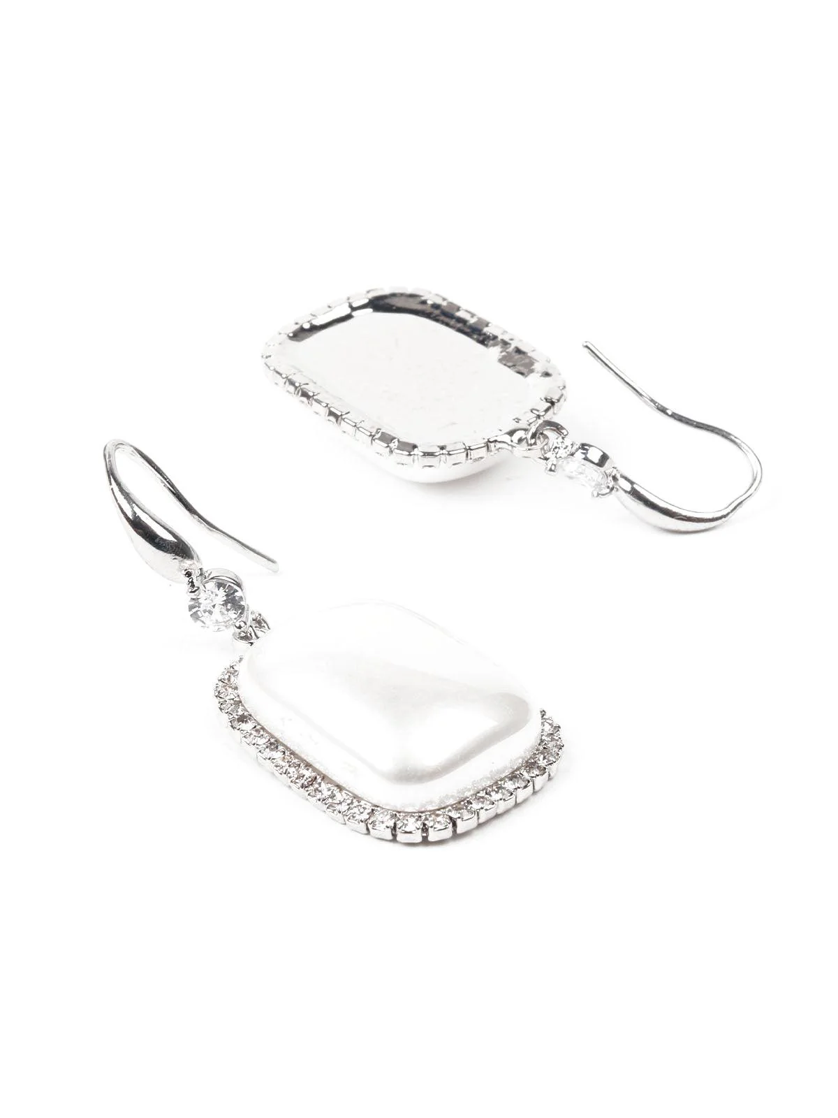Odette Women Stylish White Dangle Earrings - Image 3