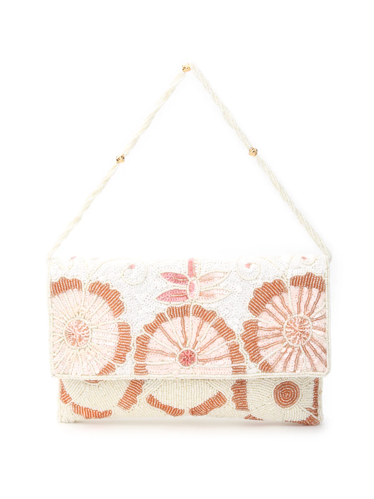 Odette White Fabric Floral Clutch For Women - Image 3