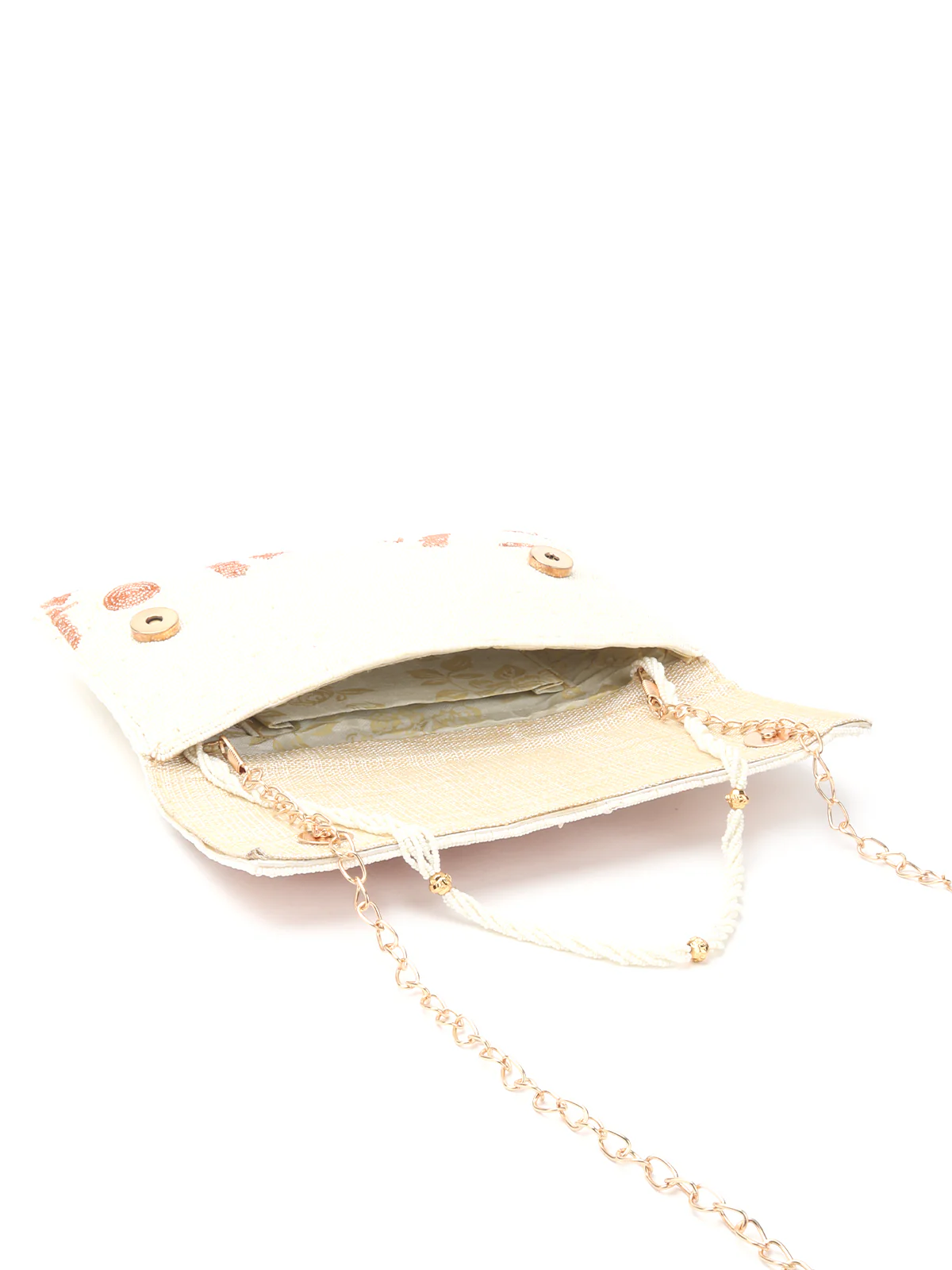 Odette White Fabric Floral Clutch For Women - Image 6