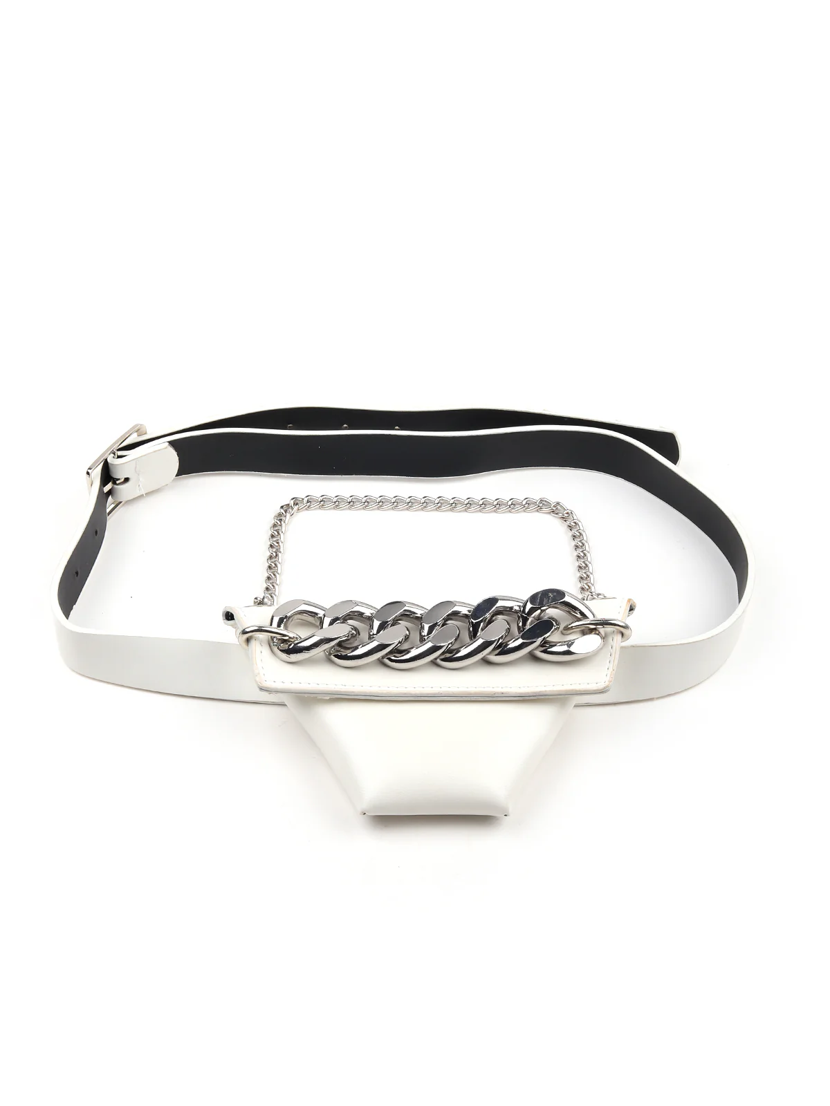 Odette Women Stylish White Pouch With Belt - Image 3