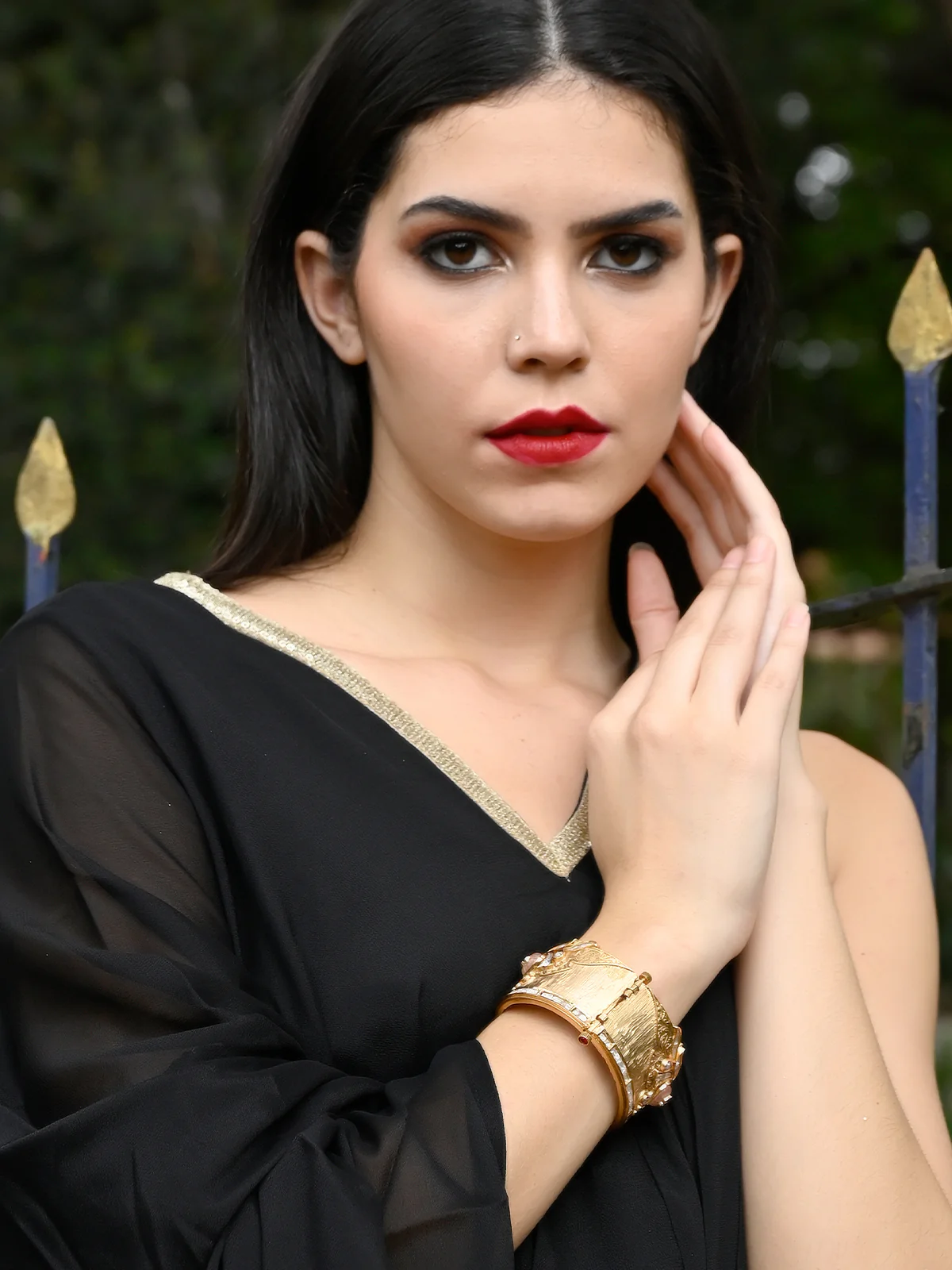 Odette Women Stylish White Stone Studded Gold Bracelet - Image 2