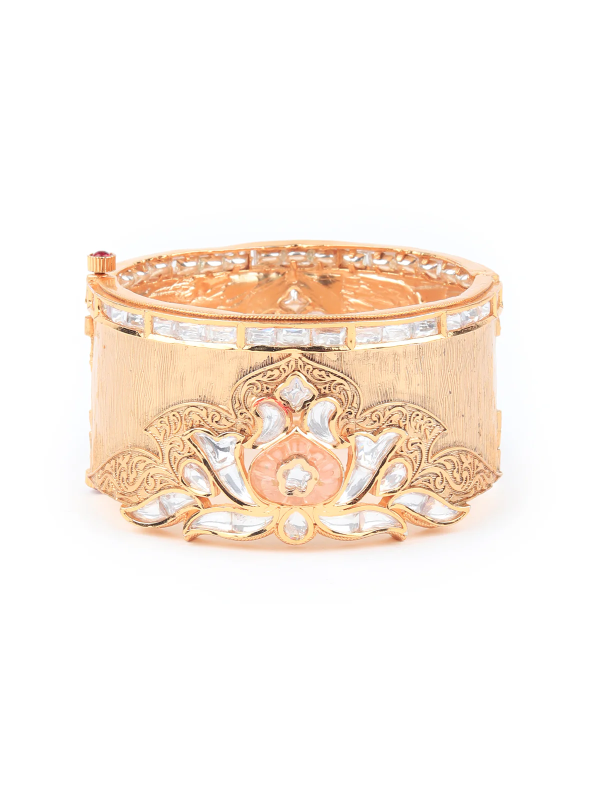 Odette Women Stylish White Stone Studded Gold Bracelet - Image 3