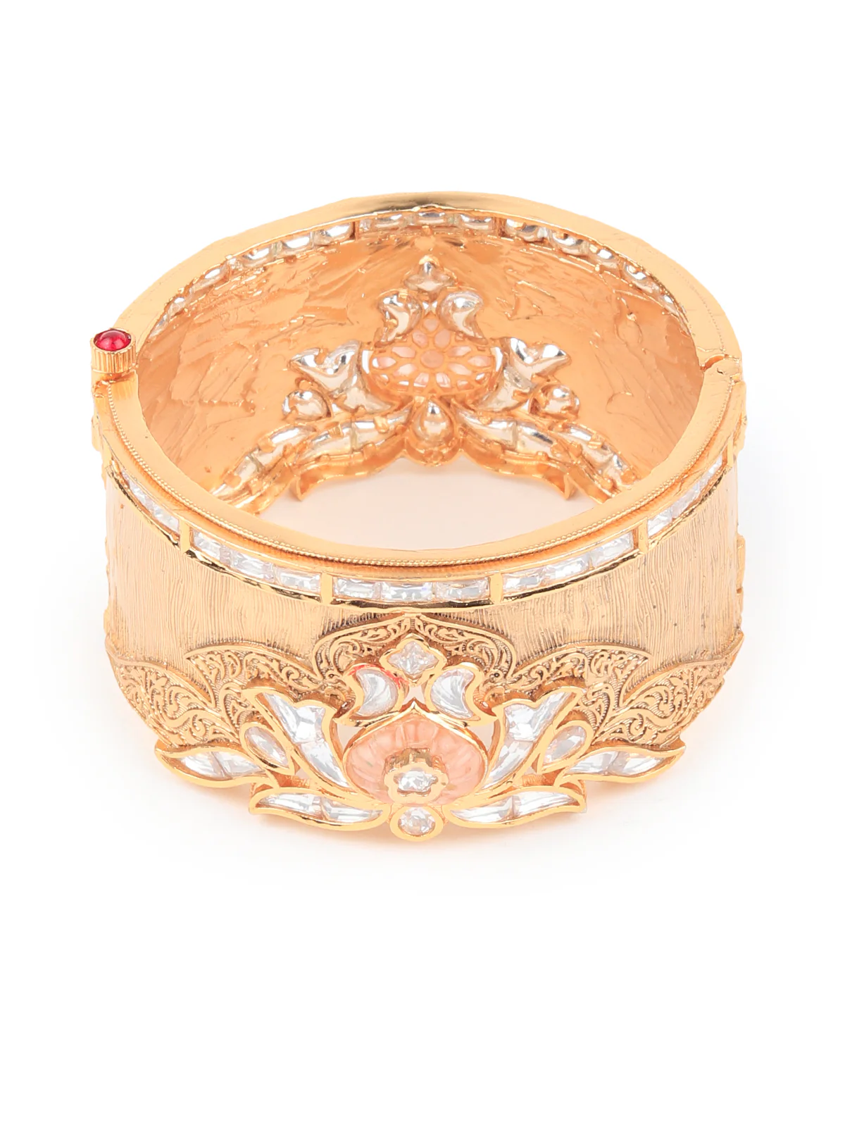 Odette Women Stylish White Stone Studded Gold Bracelet - Image 4
