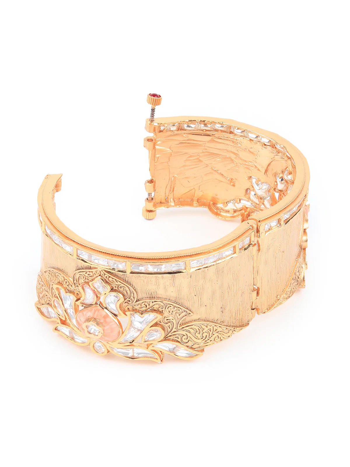 Odette Women Stylish White Stone Studded Gold Bracelet - Image 5