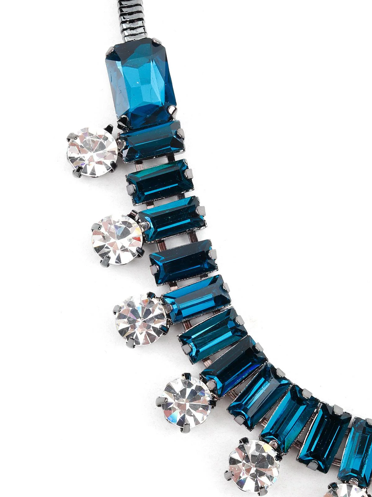 Odette Women Sumptuous Turquoise Gunmetal Collar Necklace - Image 5