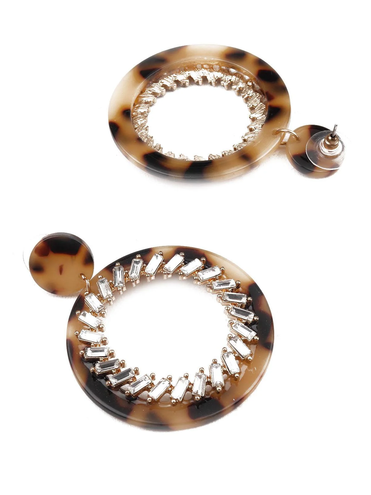 Odette Women Sunshine Brown And White Hoop Earrings - Image 3