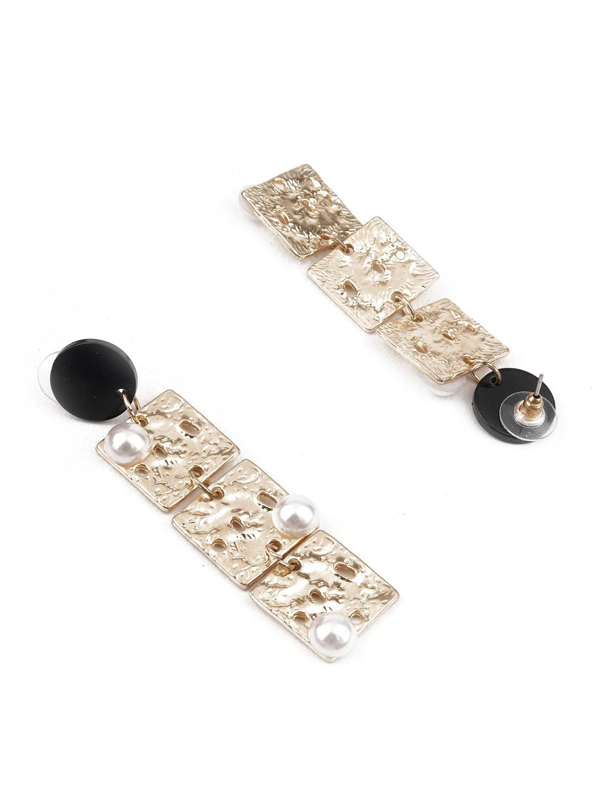 Odette Women Sunshine Gold And Black Dangler Earrings - Image 3