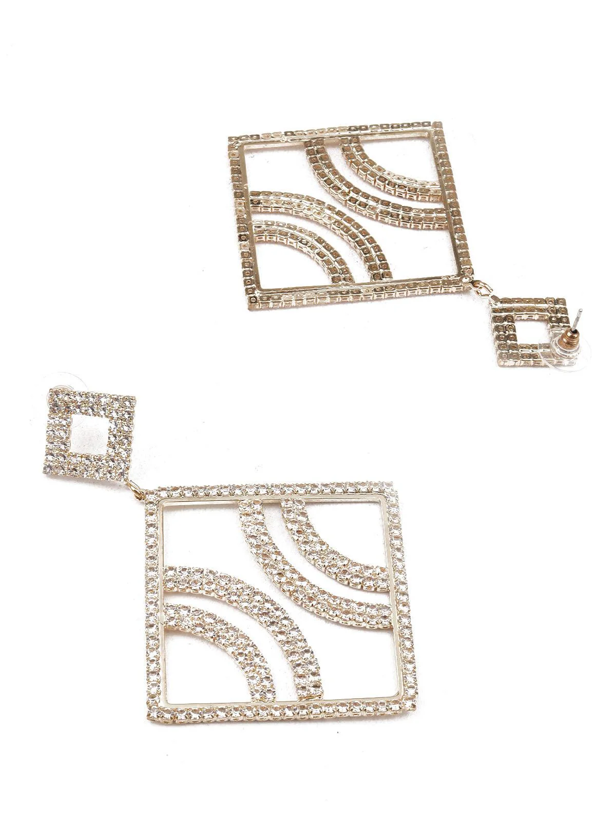 Odette Women Sunshine Gold And White Dangler Earrings - Image 3