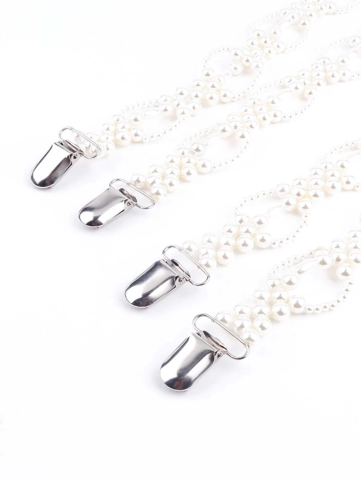 Odette Women Super Classy White Artificial Pearl-Embellished Suspenders - Image 5