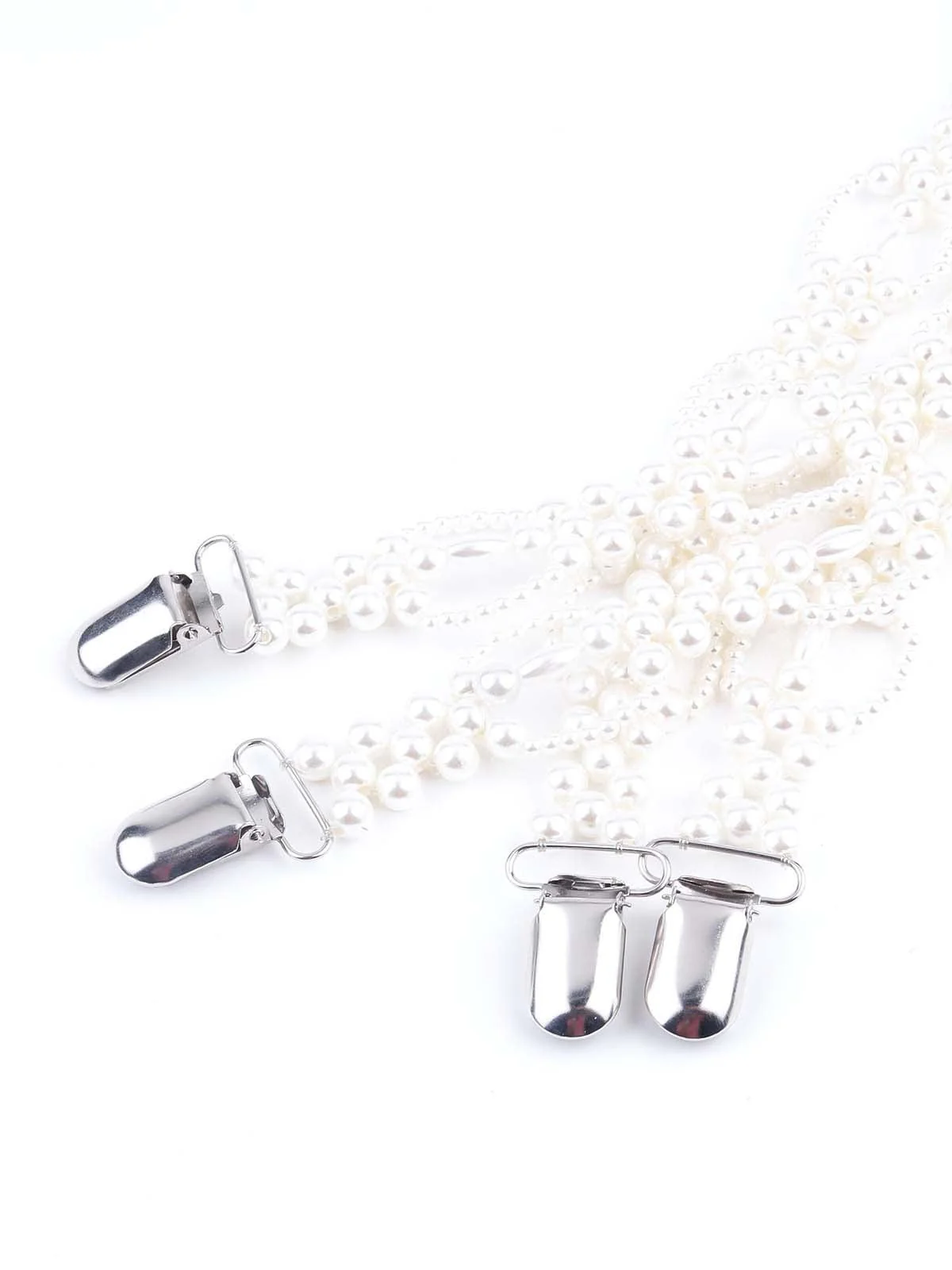 Odette Women Super Classy White Artificial Pearl-Embellished Suspenders - Image 6